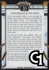 A Disturbance in the Warp I